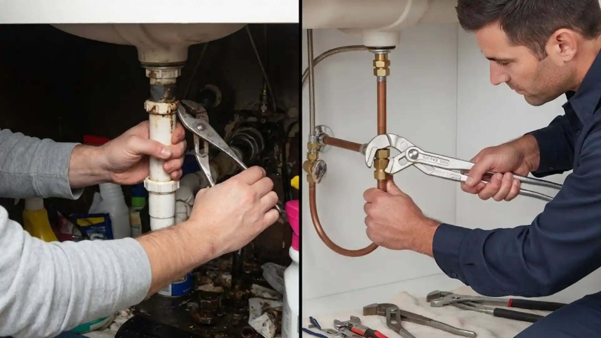 Homeowner deciding between a DIY fix and calling a plumber for a bathroom sink issue in Bonita Springs