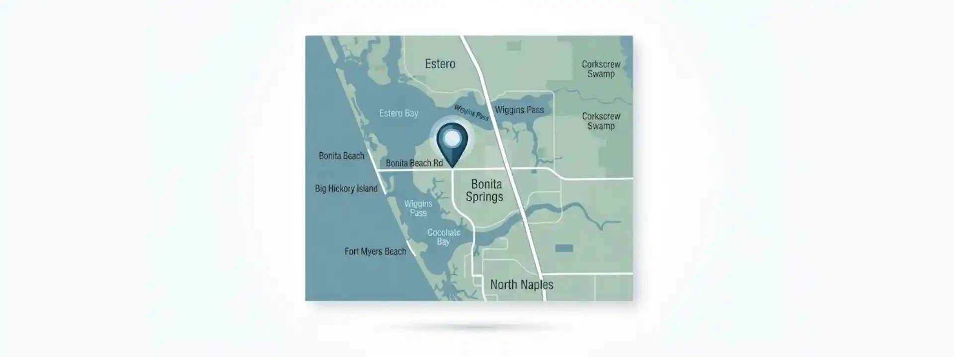 Map view of the Production Circle service area off US-41, Bonita Springs, FL
