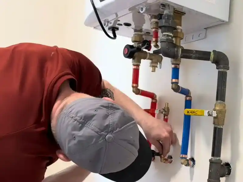 Corroded, rusted water heater before replacement in a Bonita Springs garage