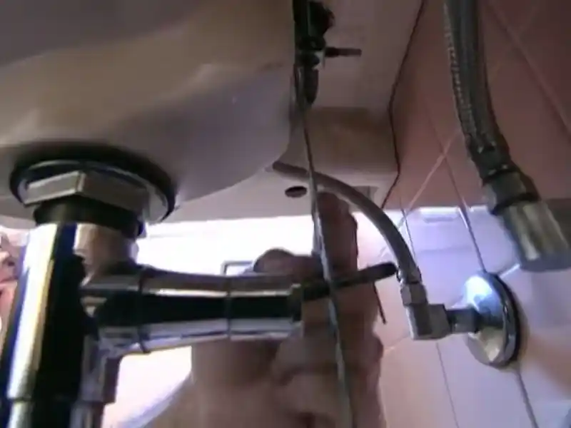Plumber repairing a leaking kitchen faucet in a Bonita Springs home