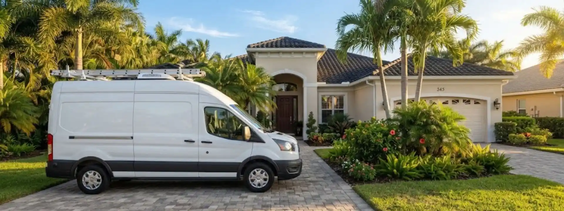 Bonita Springs Plumbing Guys service van parked outside a Southwest Florida home